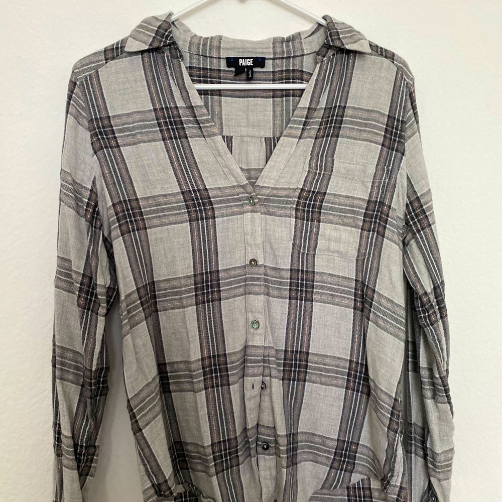PAIGE Womens Plaid Flannel Top